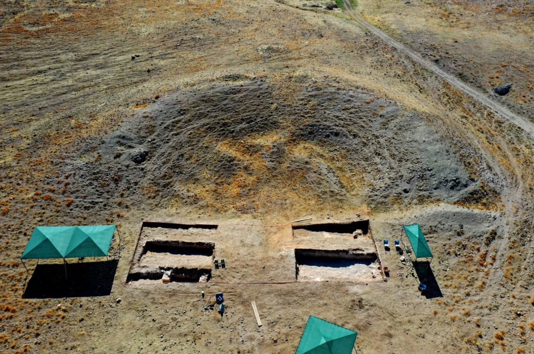 An aerial view shows the theater complex of the ancient city of Savatra, in Konya, Turkey, Aug. 27, 2021. (AA Photo)