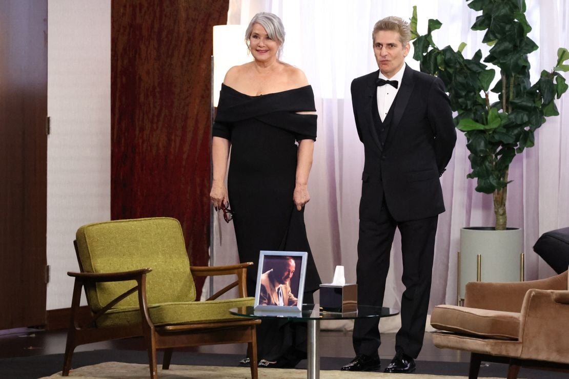 Presenters Lorraine Bracco and Michael Imperioli at the 75th Primetime Emmy Awards in Los Angeles, California, U.S., January 15, 2024.