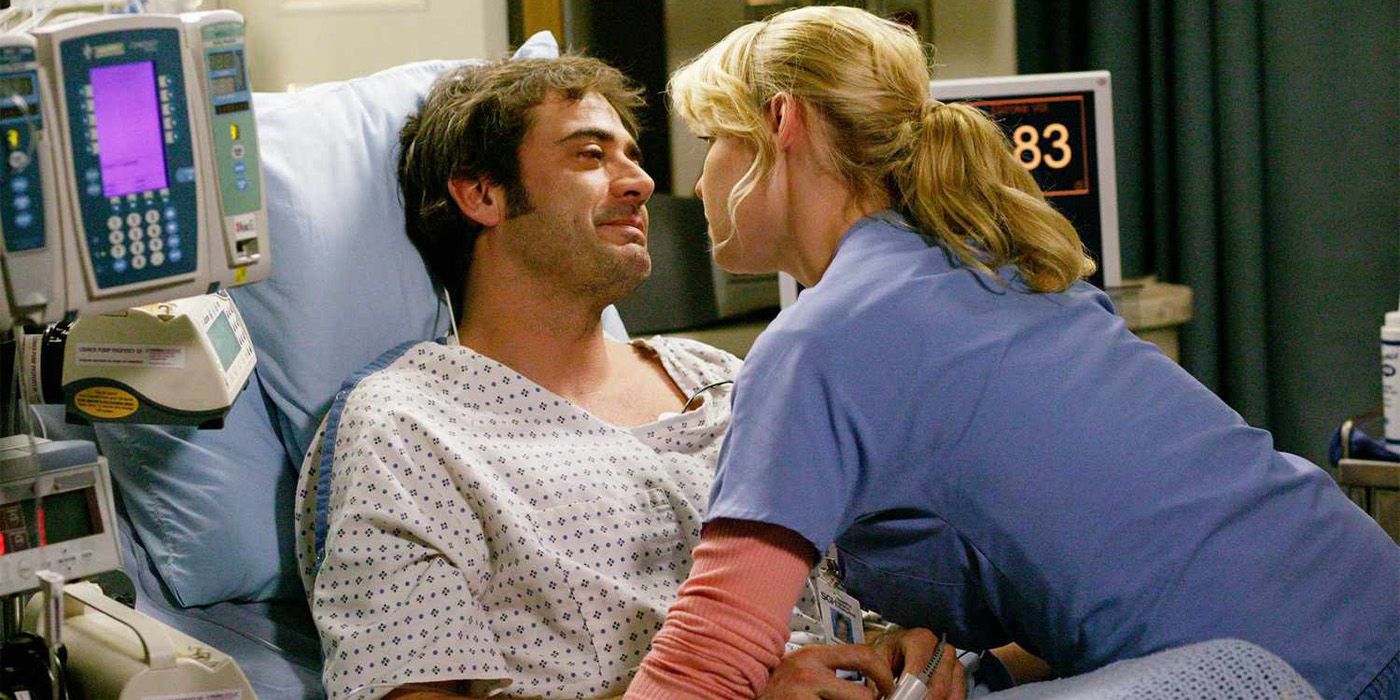 Denny in a hospital bedwith Izzie in Grey's Anatomy